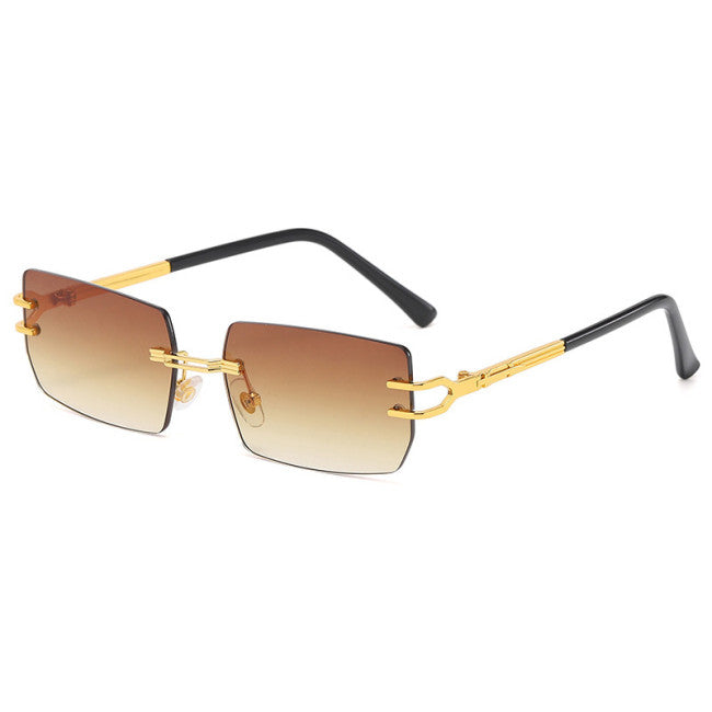 TimberTints – Stylish Rimless Rectangle Shades | Brown