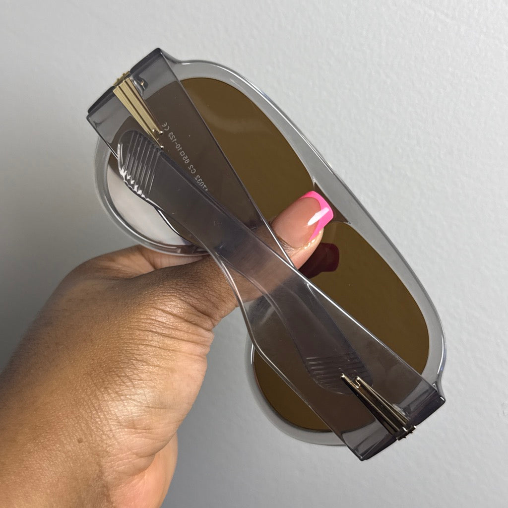 Retro Oversized Oval Flat Top Shield Sunglasses | Gray