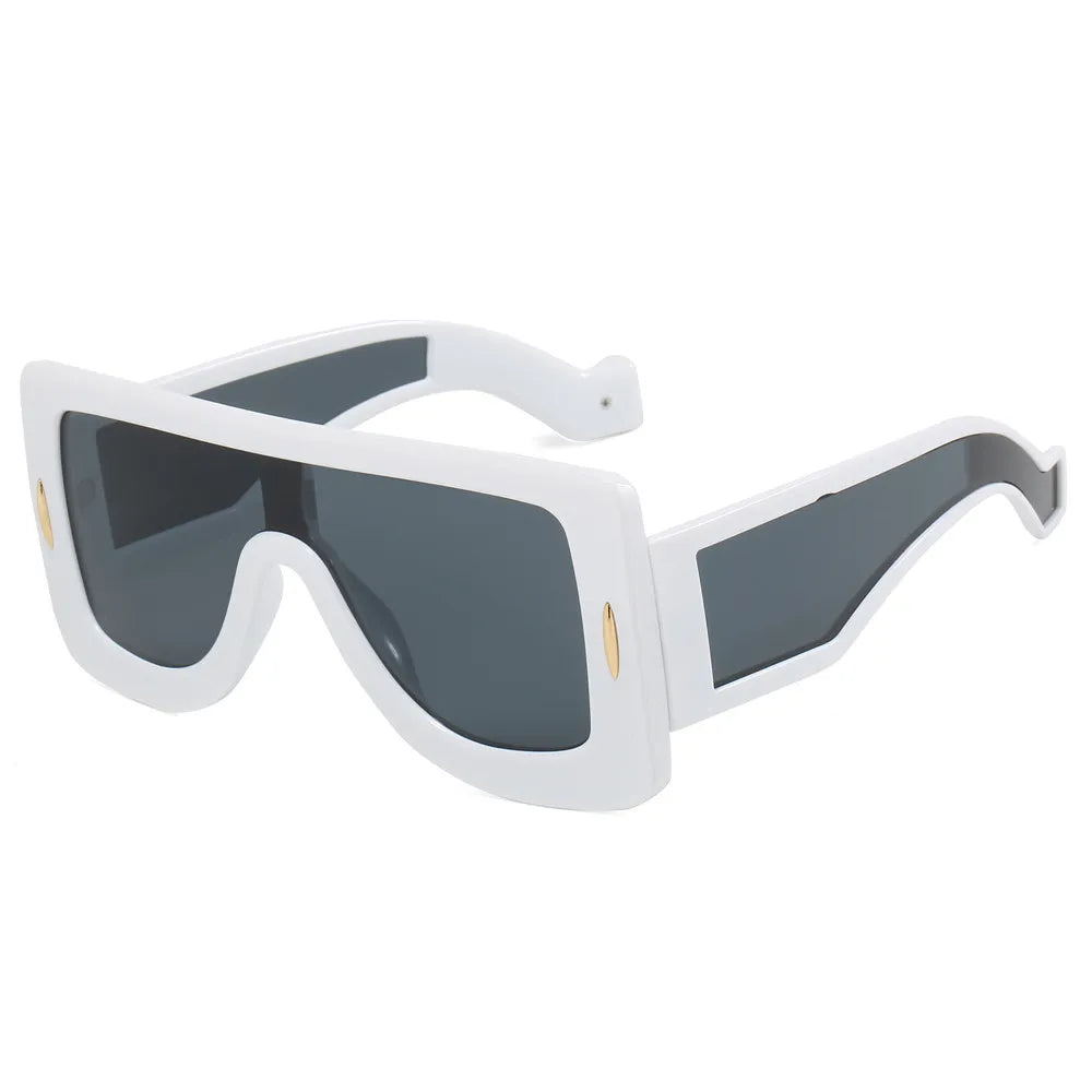 Oversized Flat Top Square Shades Sunglasses White BoujeeVibes