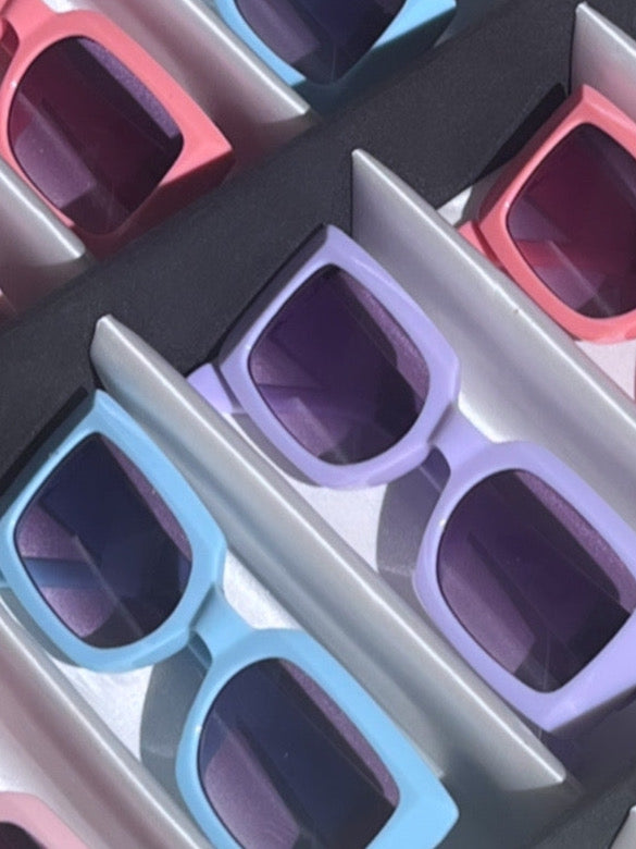 Kids Thick Rectangle Pastel Sunglasses