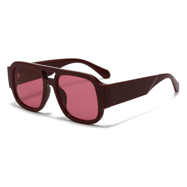 Classic Square Pilot Flat Top Sunglasses | Raspberry
