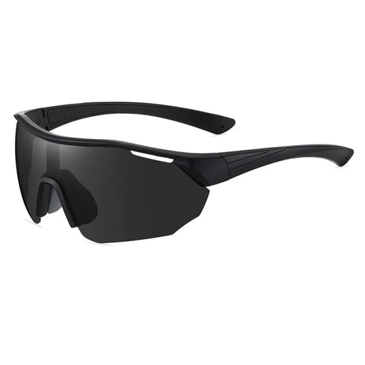 Half Rim Oversize Shield Polarized Sunglasses | Black