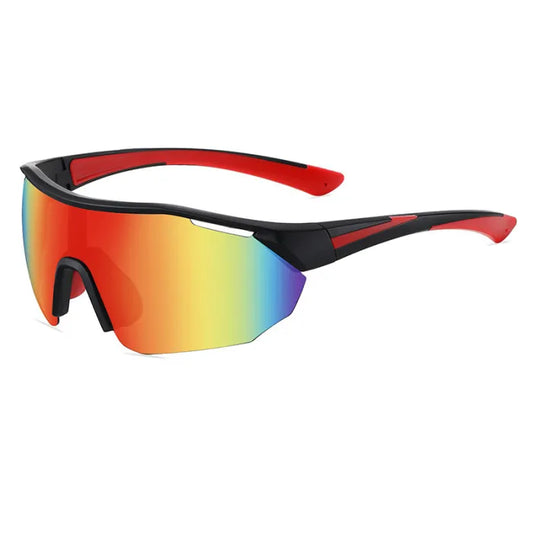 Half Rim Oversize Shield Polarized Sunglasses | Red