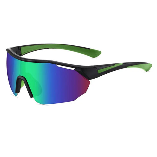 Half Rim Oversize Shield Polarized Sunglasses | Green