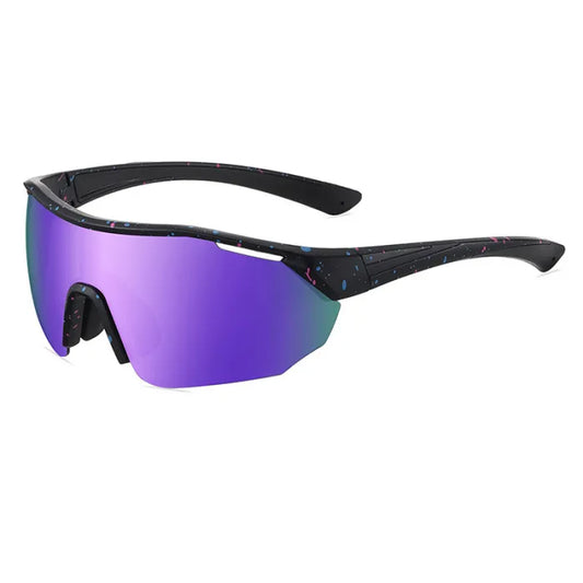 Half Rim Oversize Shield Polarized Sunglasses | Purple