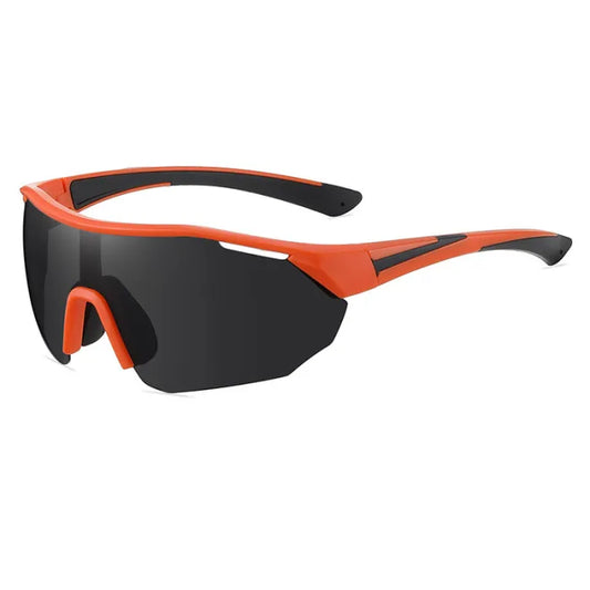 Half Rim Oversize Shield Polarized Sunglasses | Orange