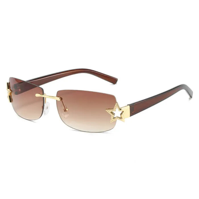Star Status Y2K Rimeless Sunglasses | Brown
