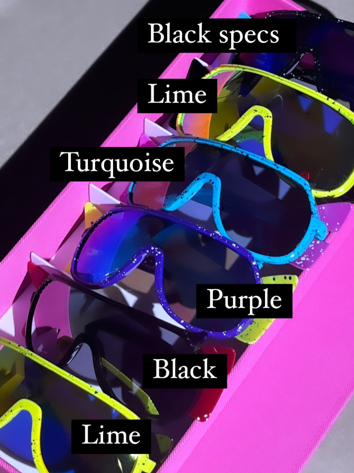 Color Pop - White Splat Plastic Sunglasses