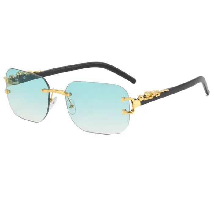Panther Tinted Rimless Sunglasses | Green