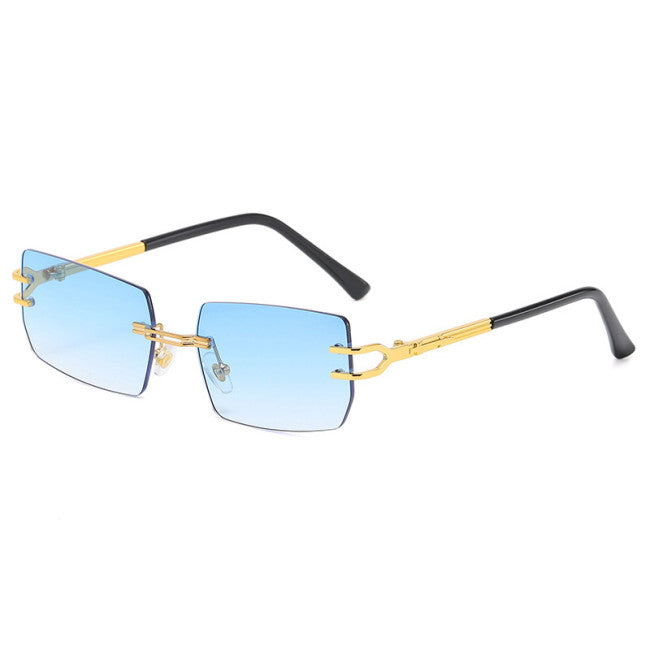 TimberTints – Stylish Rimless Rectangle Shades | Blue