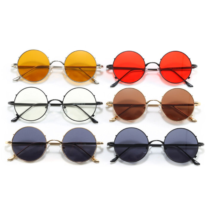 Retro Round Steampunk Metal Shades UV400 Wholesale Sunglasses