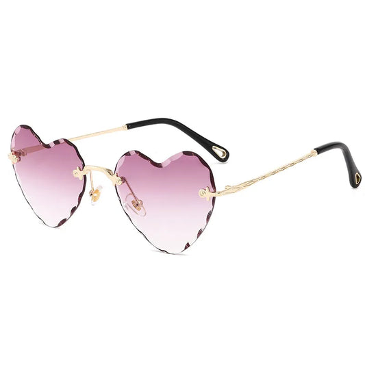 Rimless Heart Beveled Sunglasses | Rose