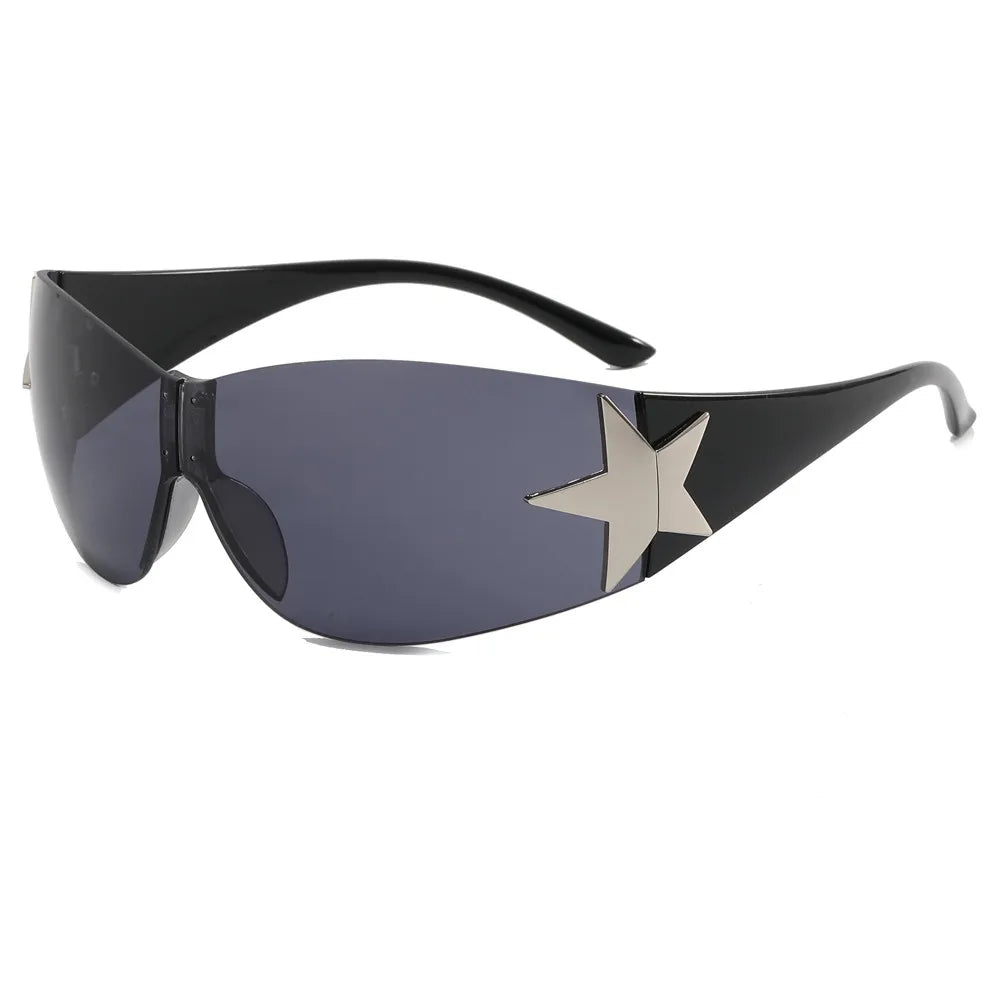 Rimless Shield Y2K Star Wholesale Sunglasses