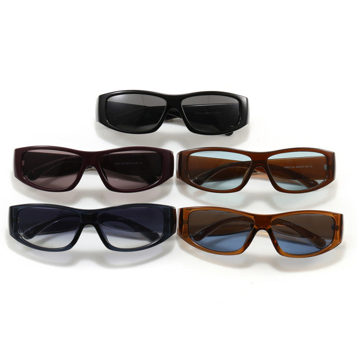 Y2K Wrap-Around Futuristic Rectangular Sunglasses
