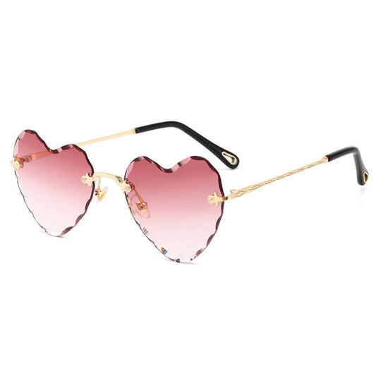 Rimless Heart Beveled Sunglasses