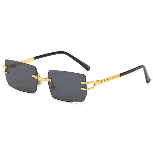 TimberTints – Stylish Rimless Rectangle Shades | Black