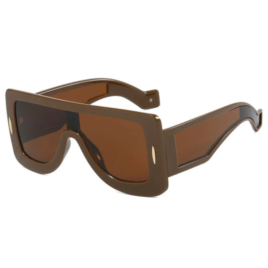 Oversized Flat Top Square Shades Sunglasses | Brown