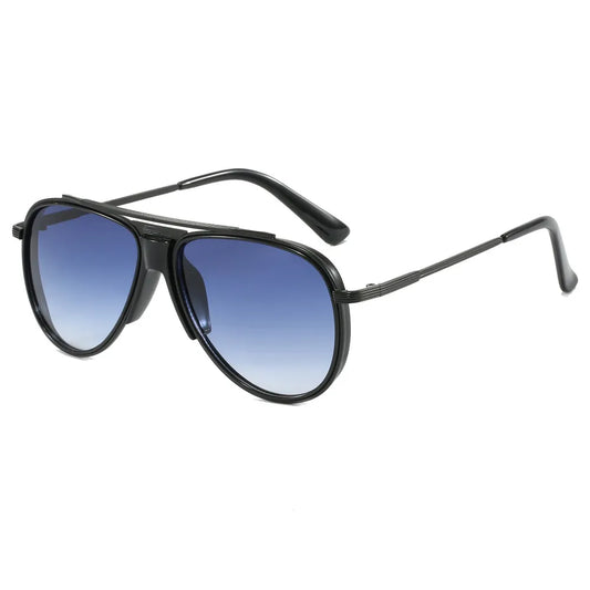 Classic Round Bottom Sleek Metal Pilot Sunglasses | Blue