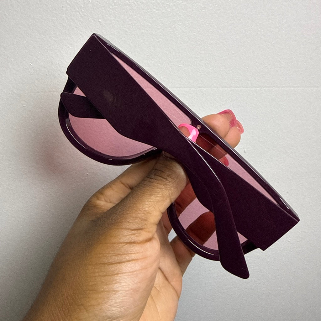 Unisex Oversized Round Bottom Sunglasses | Deep Wine-Pink