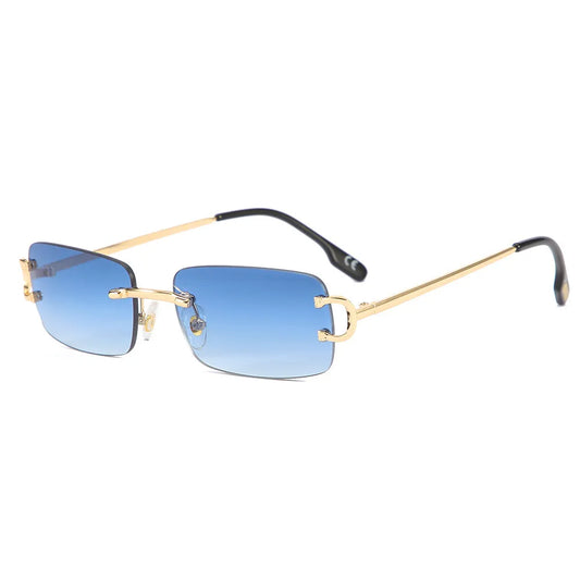 Rectangle Rimless Double C Sunglasses | Blue