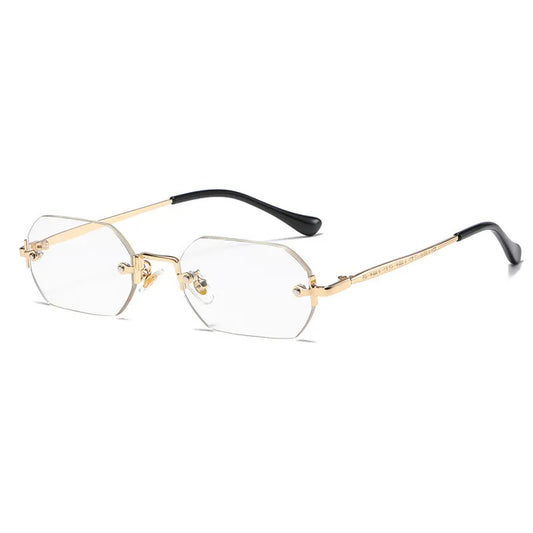 Vintage Rimless Polygon Sunglasses | Clear