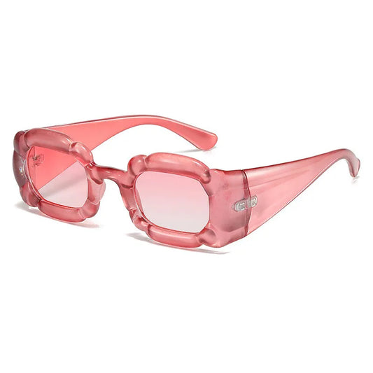 Bold Flower Oversized Curved-Frame Sunglasses | Light Pink