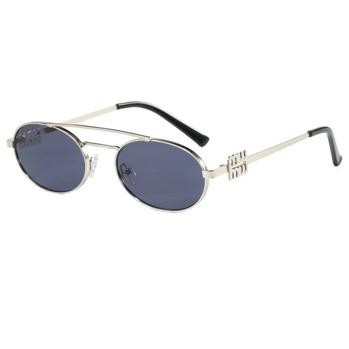 Retro Oval Luxury Flat Top Metal Frame Wholesale Sunglasses