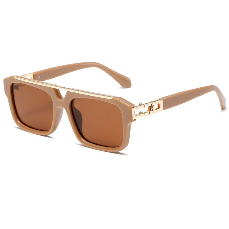 Oversized Luxury Flat Top Double Bridge Square Wholesale Sunglasses