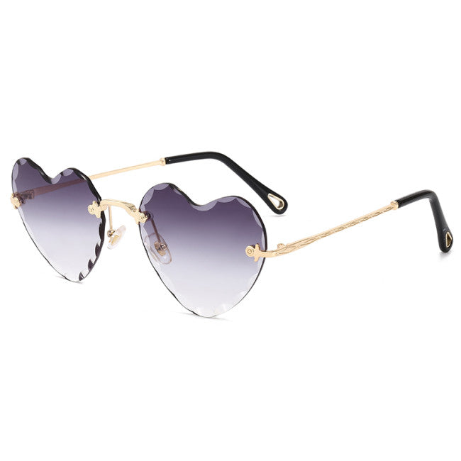 Rimless Heart Beveled Sunglasses