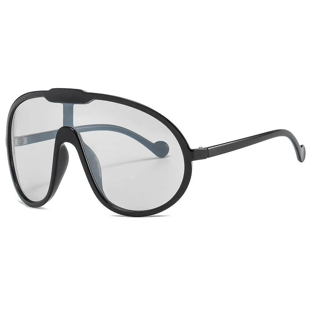 Oversized Shield Round Bottom Sunglasses | Clear