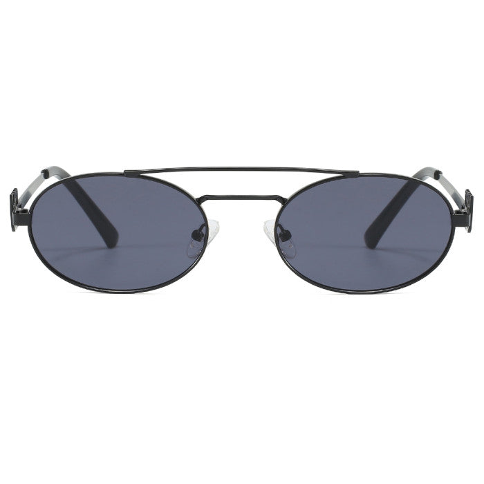 Retro Oval Luxury Flat Top Metal Frame Wholesale Sunglasses