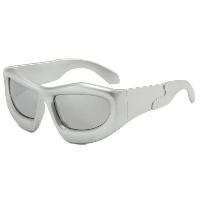 Y2K Vintage Oval Cat Eye Sport Sunglasses | Silver