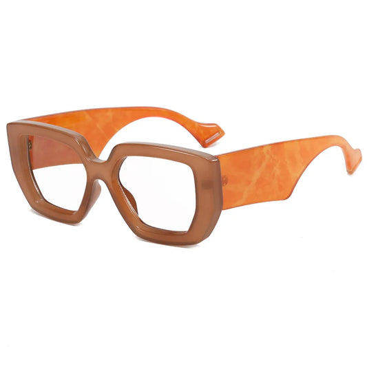 Chunky Solid Blue Light Bocking Glasses | Orange