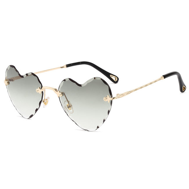 Rimless Heart Beveled Sunglasses