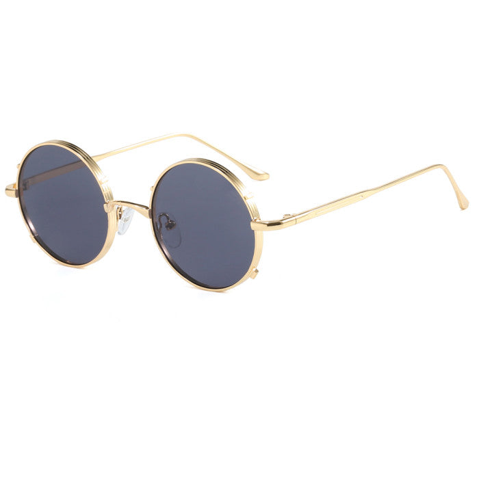 Retro Round Steampunk Metal Shades UV400 Wholesale Sunglasses