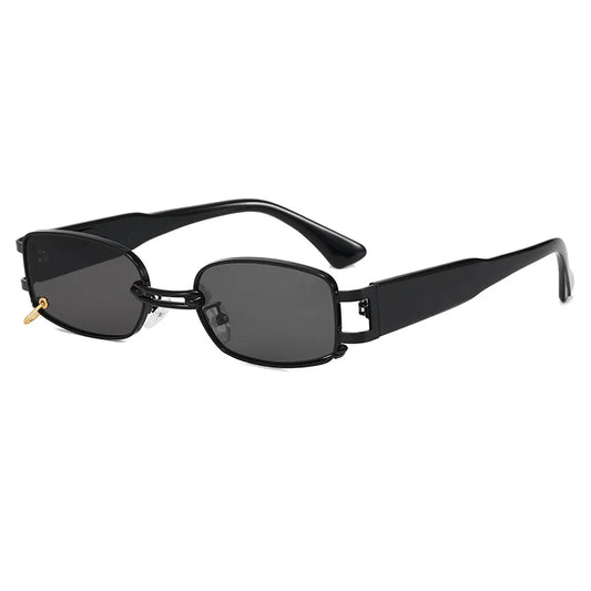 Metal Frame Rectangle UV400 Sunglasses | Black