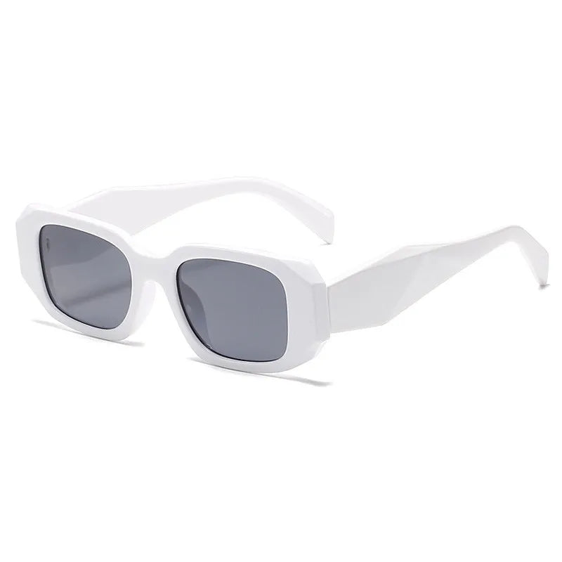 Rectangle Wide Arm UV Protection Sunglasses | White