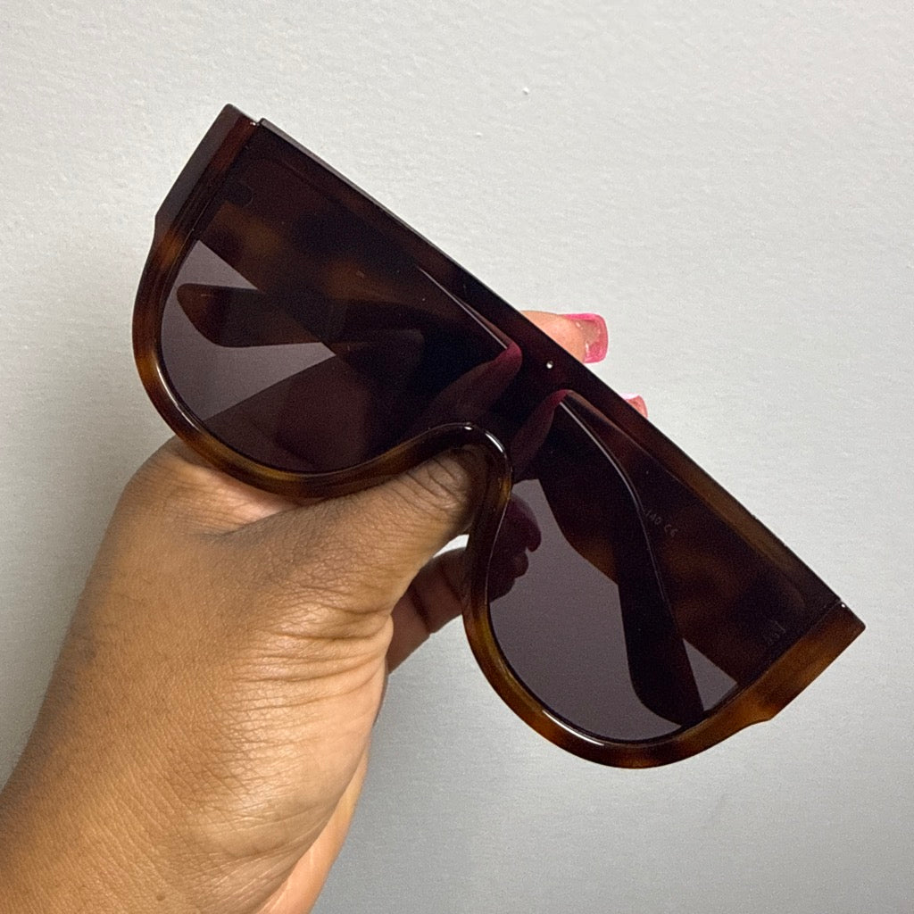 Unisex Oversized Round Bottom Sunglasses | Dark Tortoise-Grey