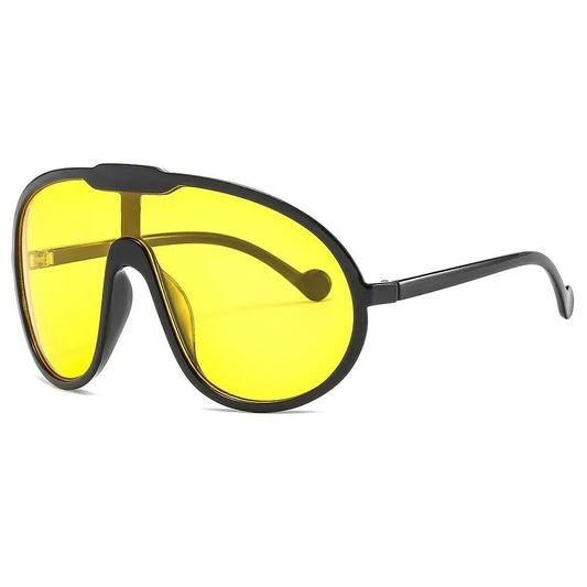 Oversized Shield Round Bottom Sunglasses | Yellow