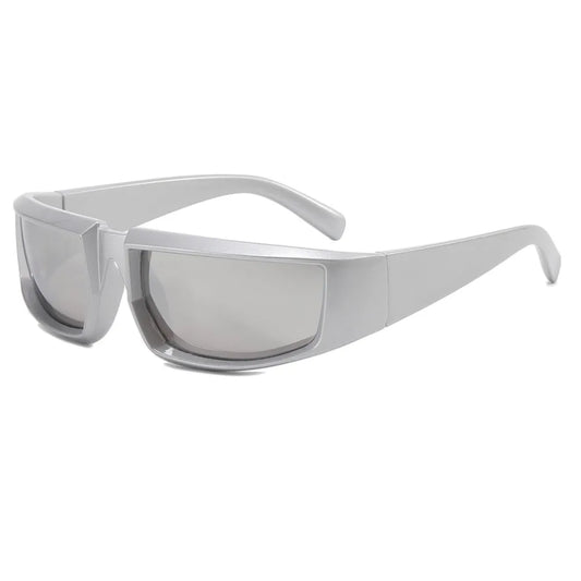 Retro Rectangle Stylish Futuristic Y2K Sunglasses | Silver