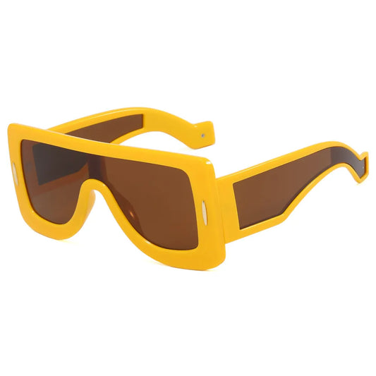 Oversized Flat Top Square Shades Sunglasses | Yellow