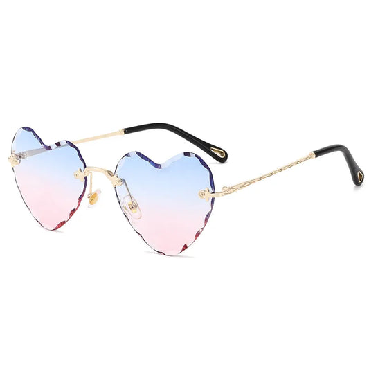 Rimless Heart Beveled Sunglasses | Ombre