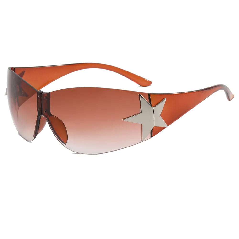 Rimless Shield Y2K Star Wholesale Sunglasses