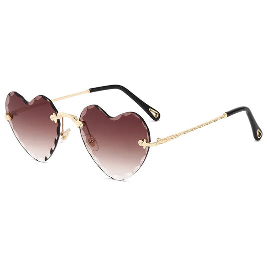 Rimless Heart Beveled Sunglasses | Brown