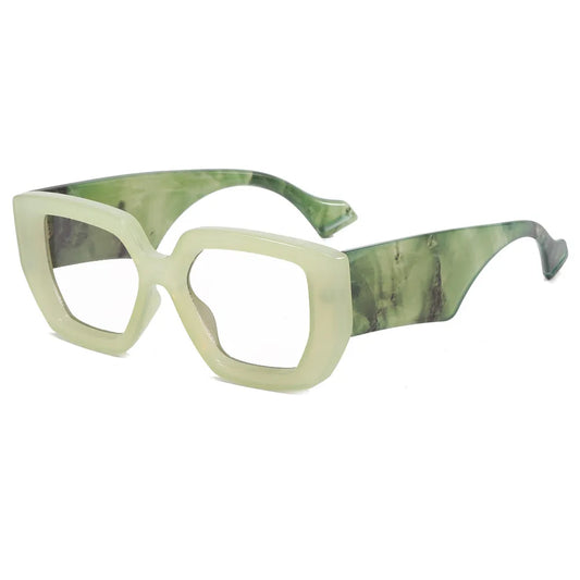 Chunky Solid Blue Light Bocking Glasses | Green