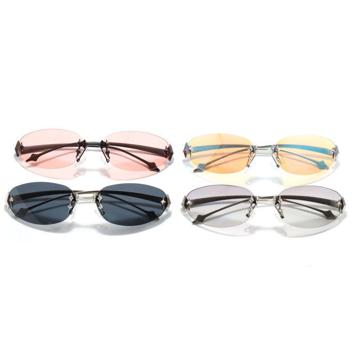 Retro Skinny Rimless Oval Rectangle Outdoor Vacation Decorative Wholesale Sunglasses