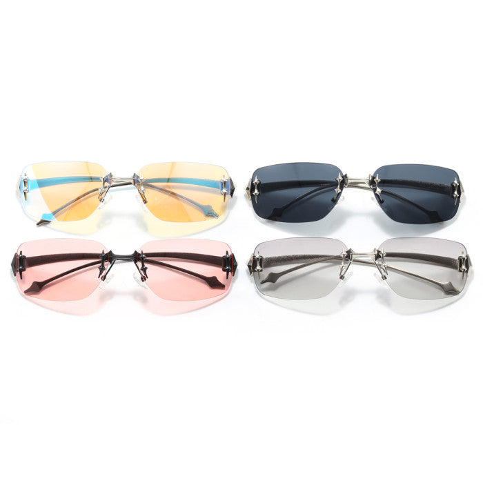 Retro Rimless Oval Rectangle Outdoor Vacation Decorative Wholesale Sunglasses