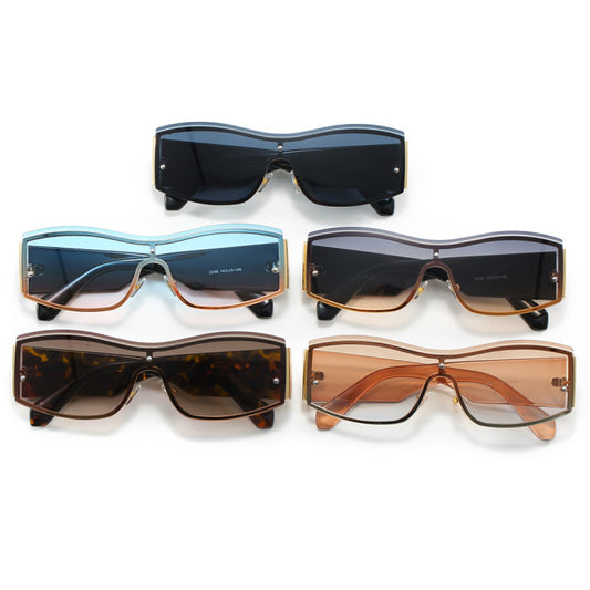 Skinny Rectangle Flat Top One Piece Wholesale Sunglasses