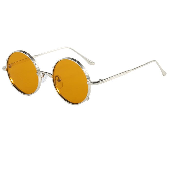 Retro Round Steampunk Metal Shades UV400 Wholesale Sunglasses