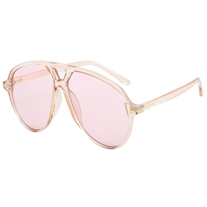 Retro Oversized Double Bridges Gradient Flat Top Wholesale Sunglasses